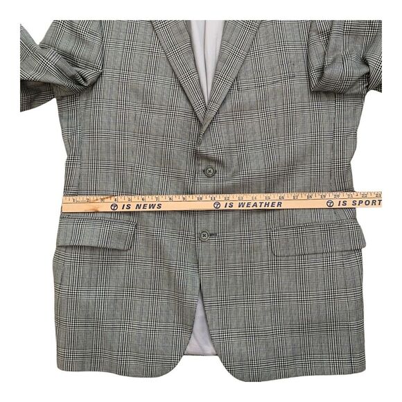 HART SCHAFFNER MARX Mens Gray Plaid Sport Coat Suit Jacket Blazer 43 R - Picture 15 of 16